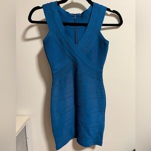 Elegant Aqua Blue Sleeveless Bandage Dress Size XS